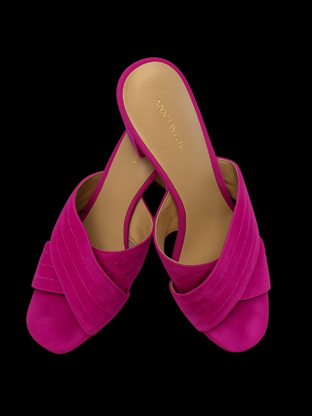 Ann Taylor Fuchsia Suede Block Heel Mule Sandals Size 7.5M